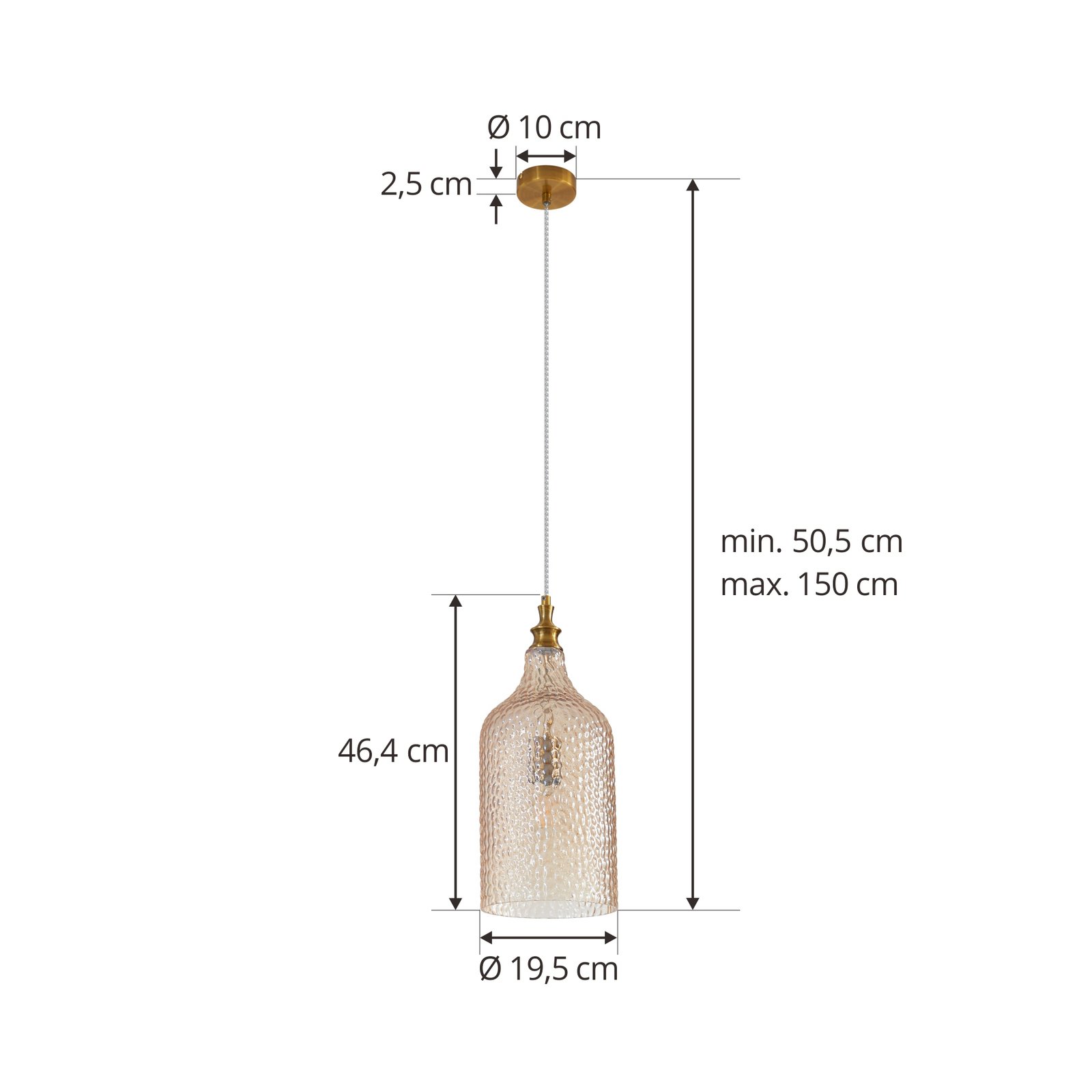 Drakar Suspension Ø19,5 Ambre - Lindby