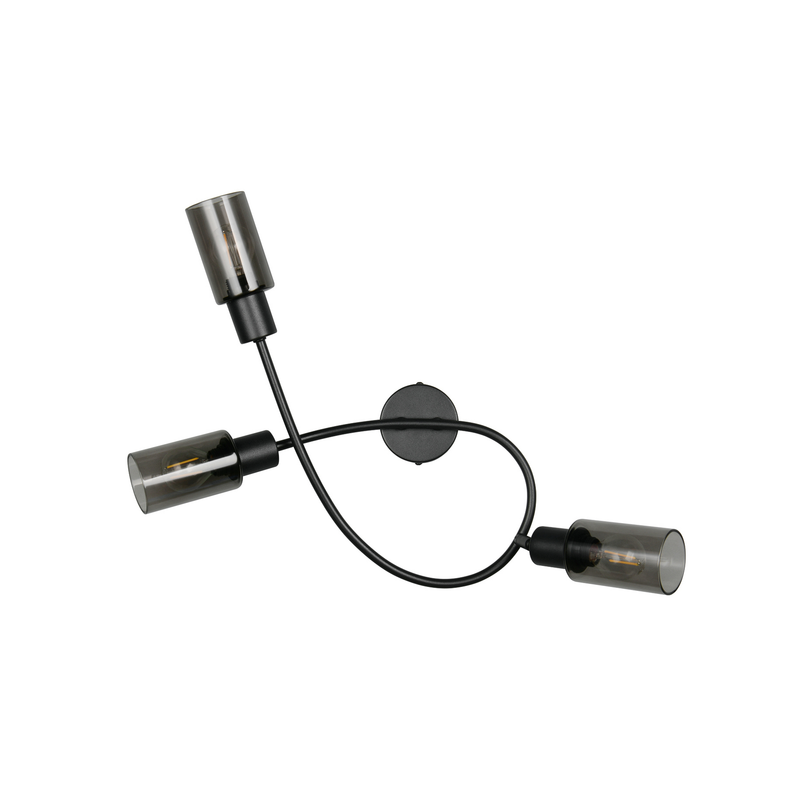 Svetilka Mars, dolžina 45 cm, črna mat, 3-krilna, kovina E14