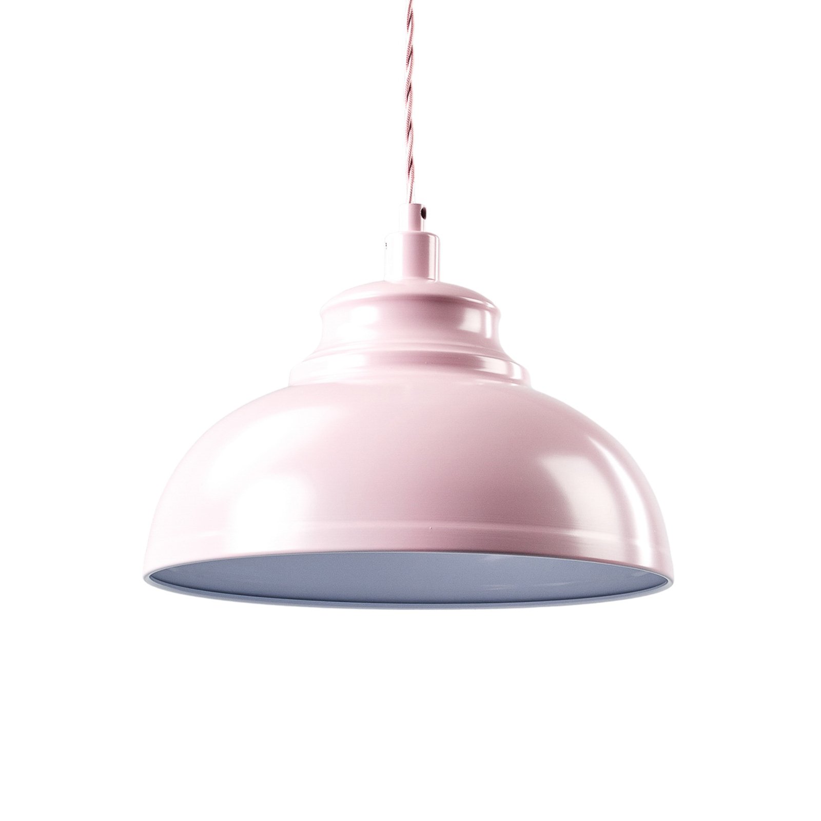 Lampa wisząca Isla z metalowym kloszem w kolorze różowym
