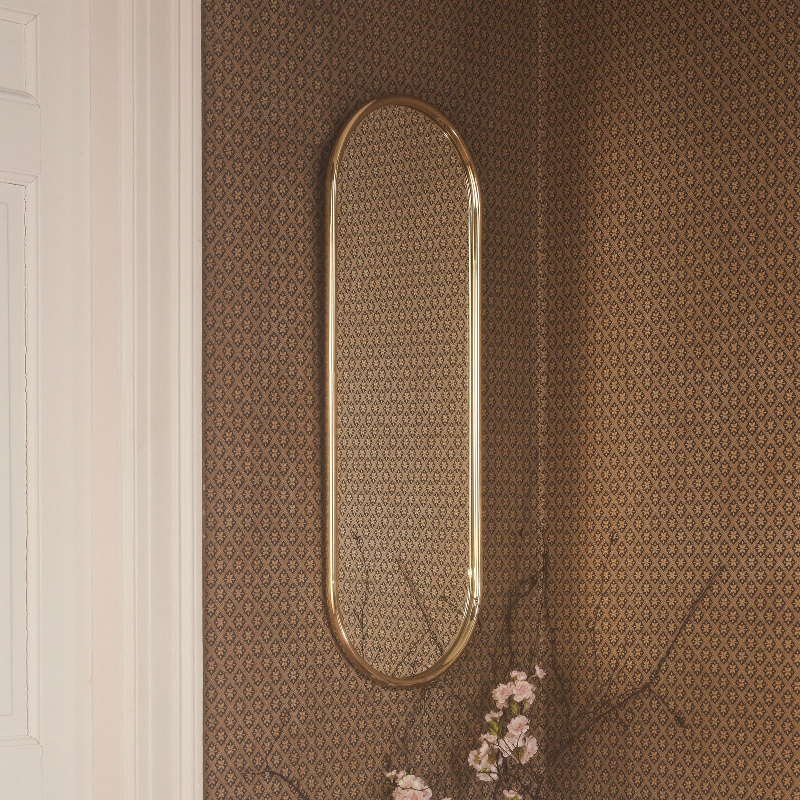 AYTM Angui mirror, gold-coloured, height 78 cm, glass, steel