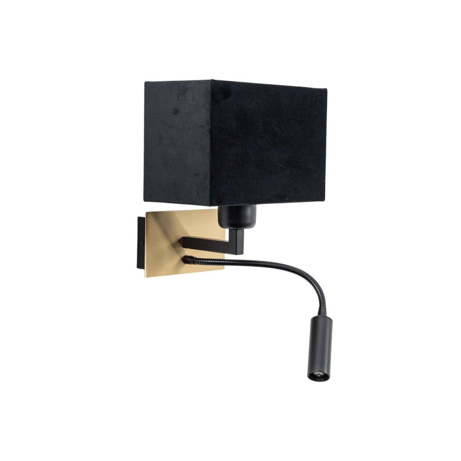 Wandlampe Harry, eckig, messing/schwarz/schwarz
