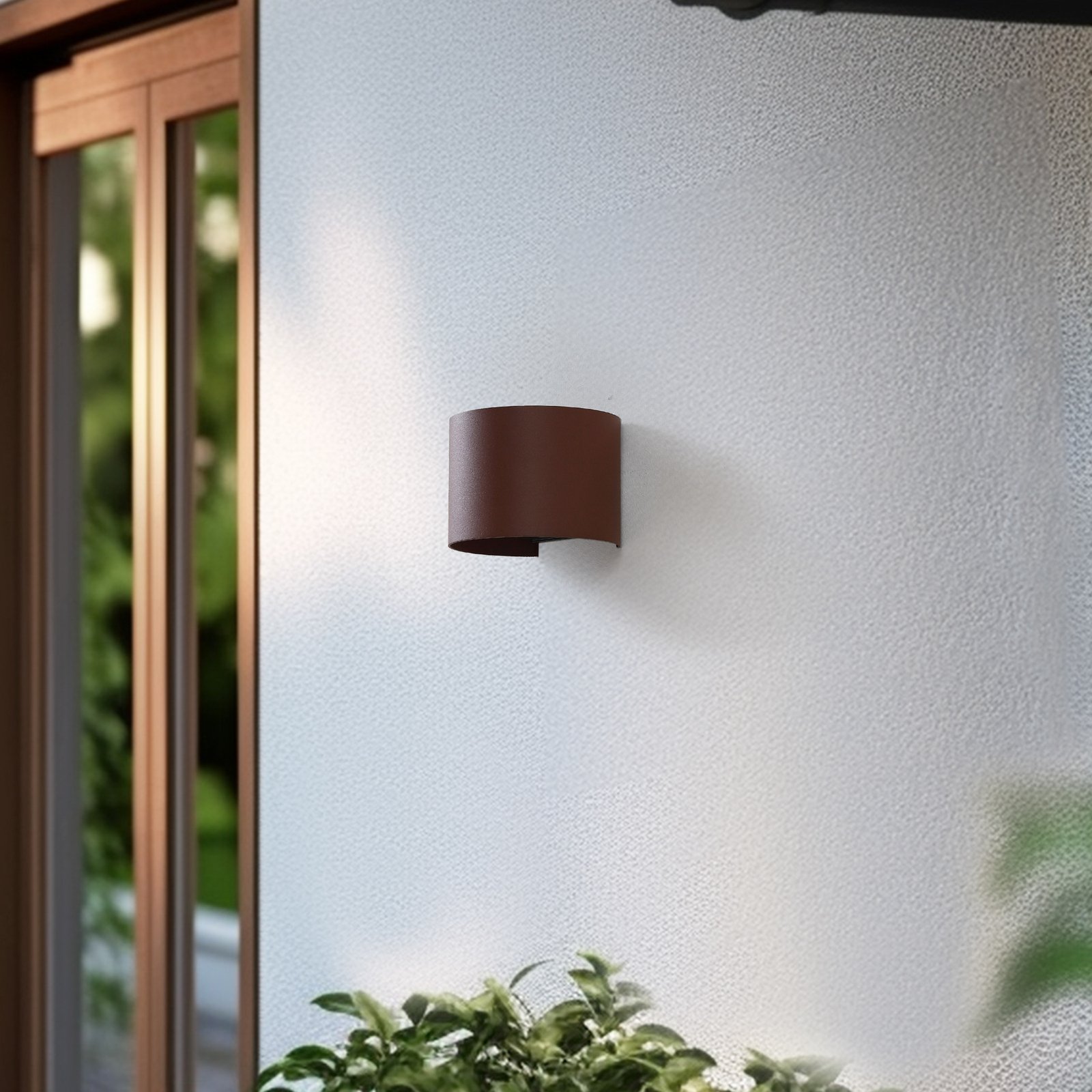 Lindby Smart LED outdoor wall lamp Dara rust round CCT RGB Tuya