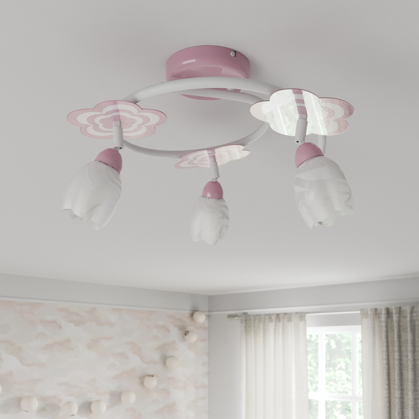 lof Anesthesie Spit Kinderkamer-plafondlamp Mailin in roze, rond | Lampen24.nl