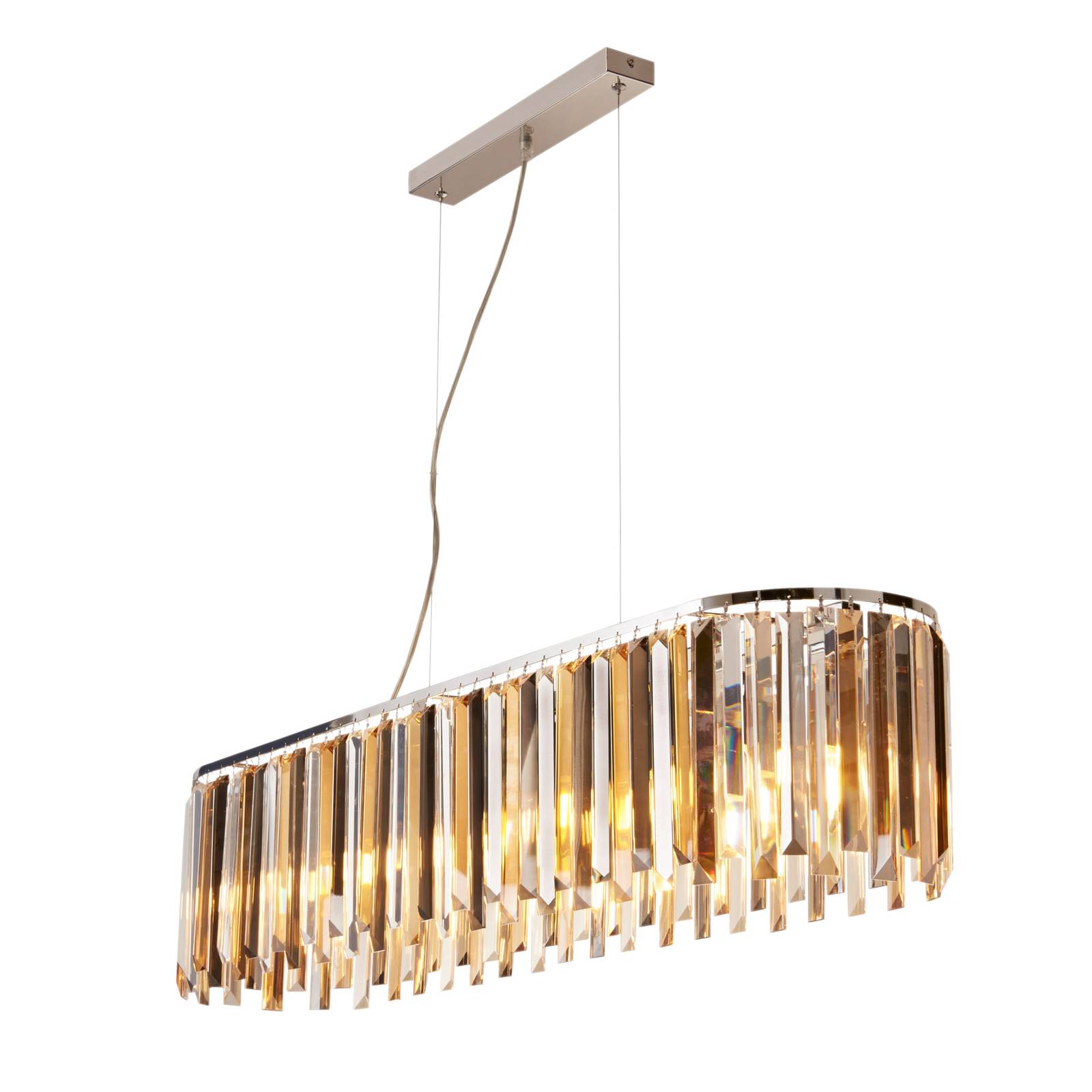 Hänglampa Clarissa med kristallprismor, 100 cm