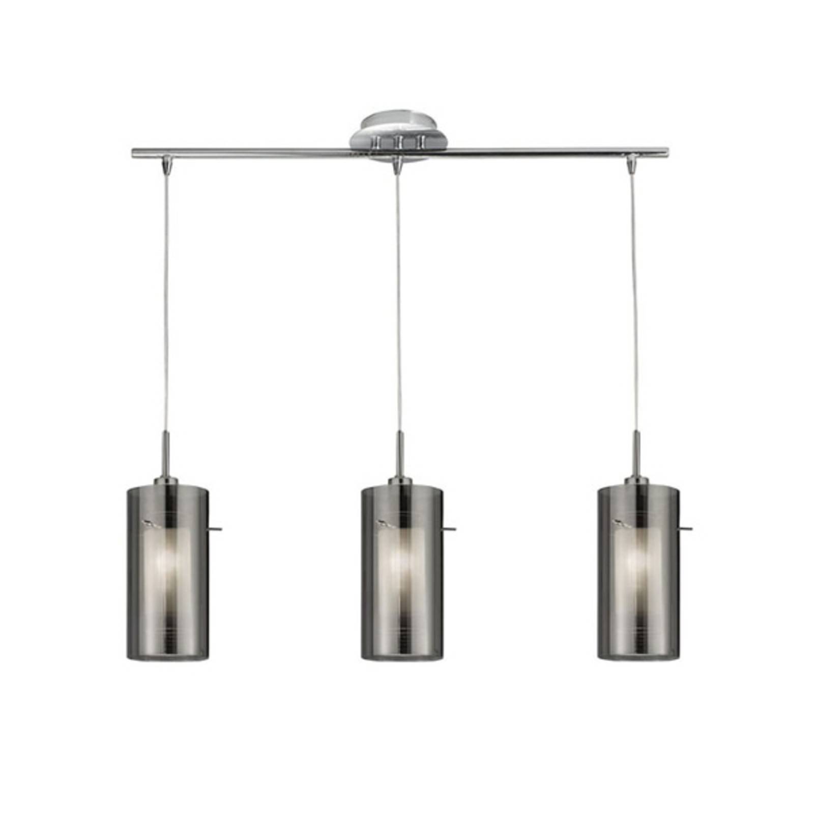 Duo 2 - 3 Licht Decke Anhänger Chrom Rauchglas auf Bar E14 - Searchlight