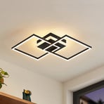 Lindby LED-Deckenlampe Fjardo, eckig, schwarz, CCT, Remote