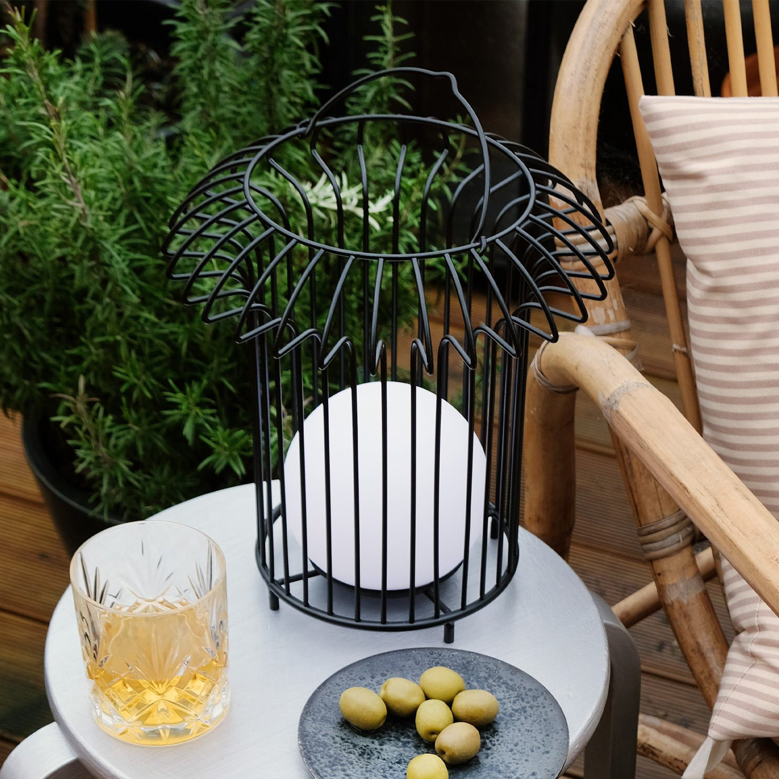 Dyberg Larsen LED-Akku-Tischlampe Basket, Metall, Ø 24 cm