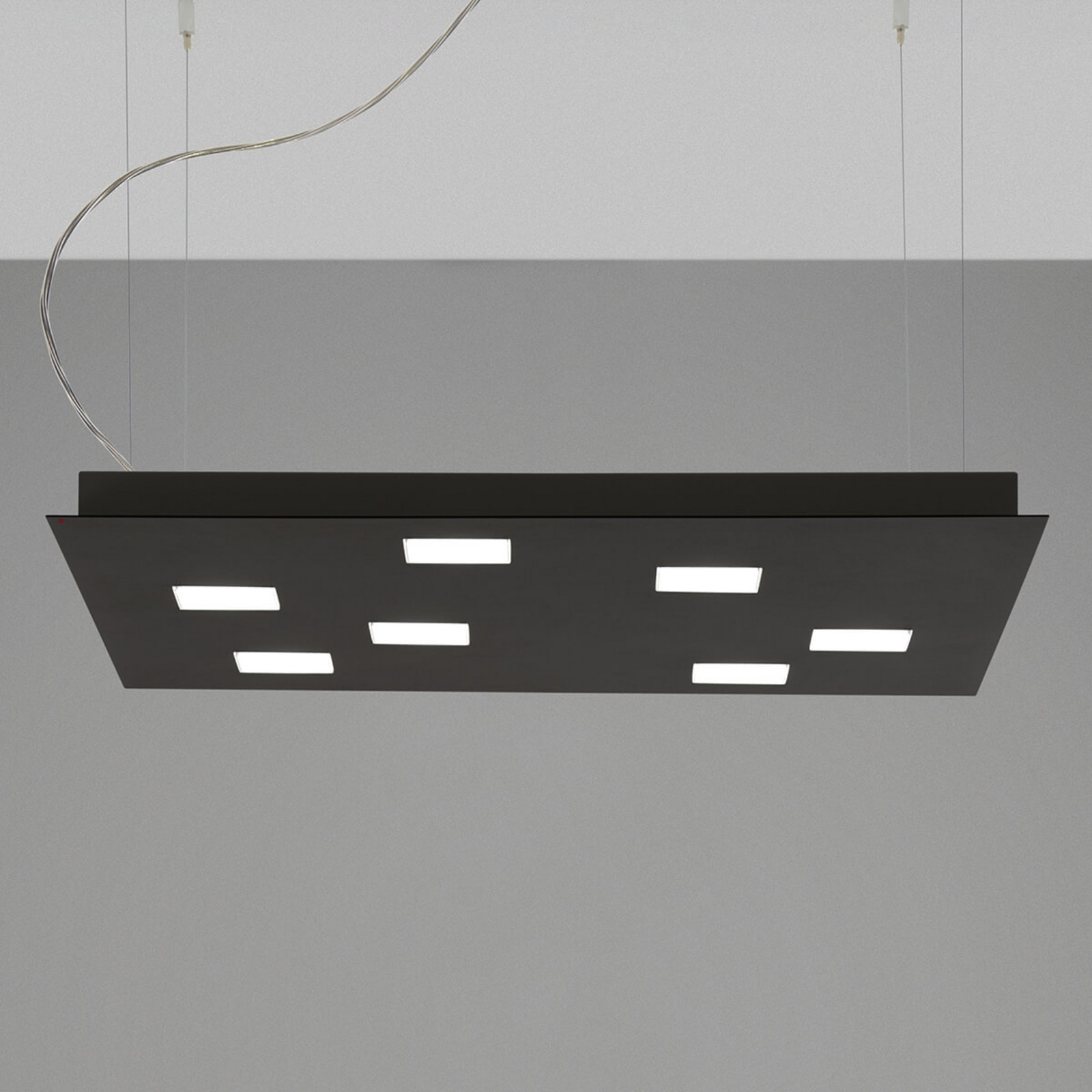 Fabbian Quarter - lampă susp. LED neagră 7 becuri