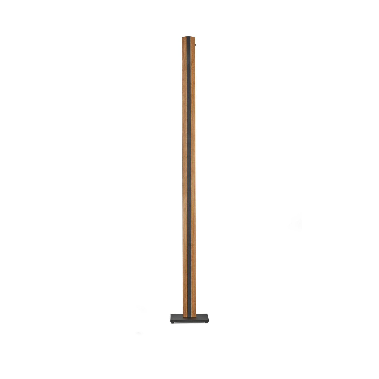 Quitani LED-Stehleuchte Elis, schwarz, Eiche, dimmbar, 148cm
