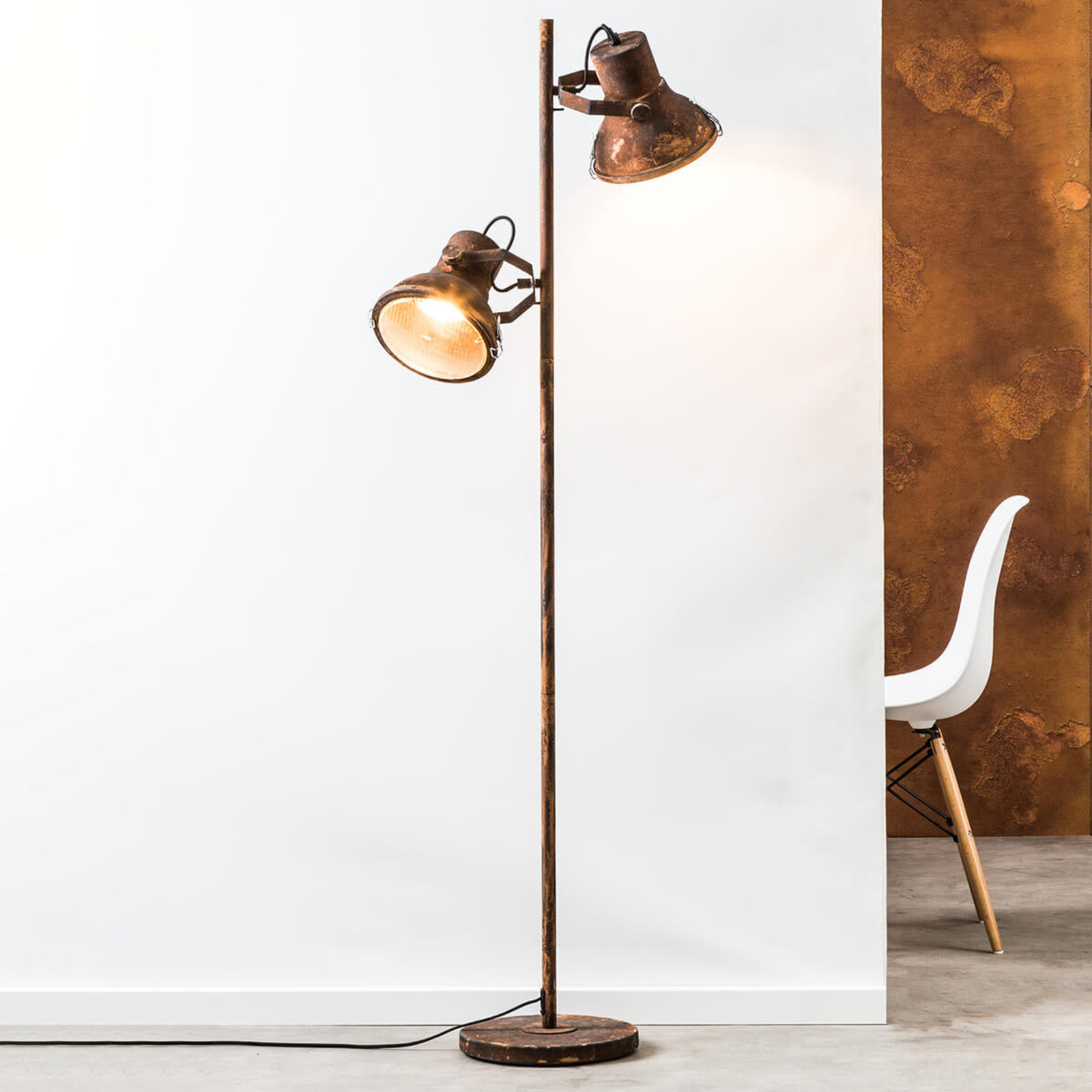 Brilliant Two-bulb floor lamp Frodo, for Living / Dining Room, metal, E27, 60 W, energy efficiency: A++, W: 33 cm, H: 160 cm