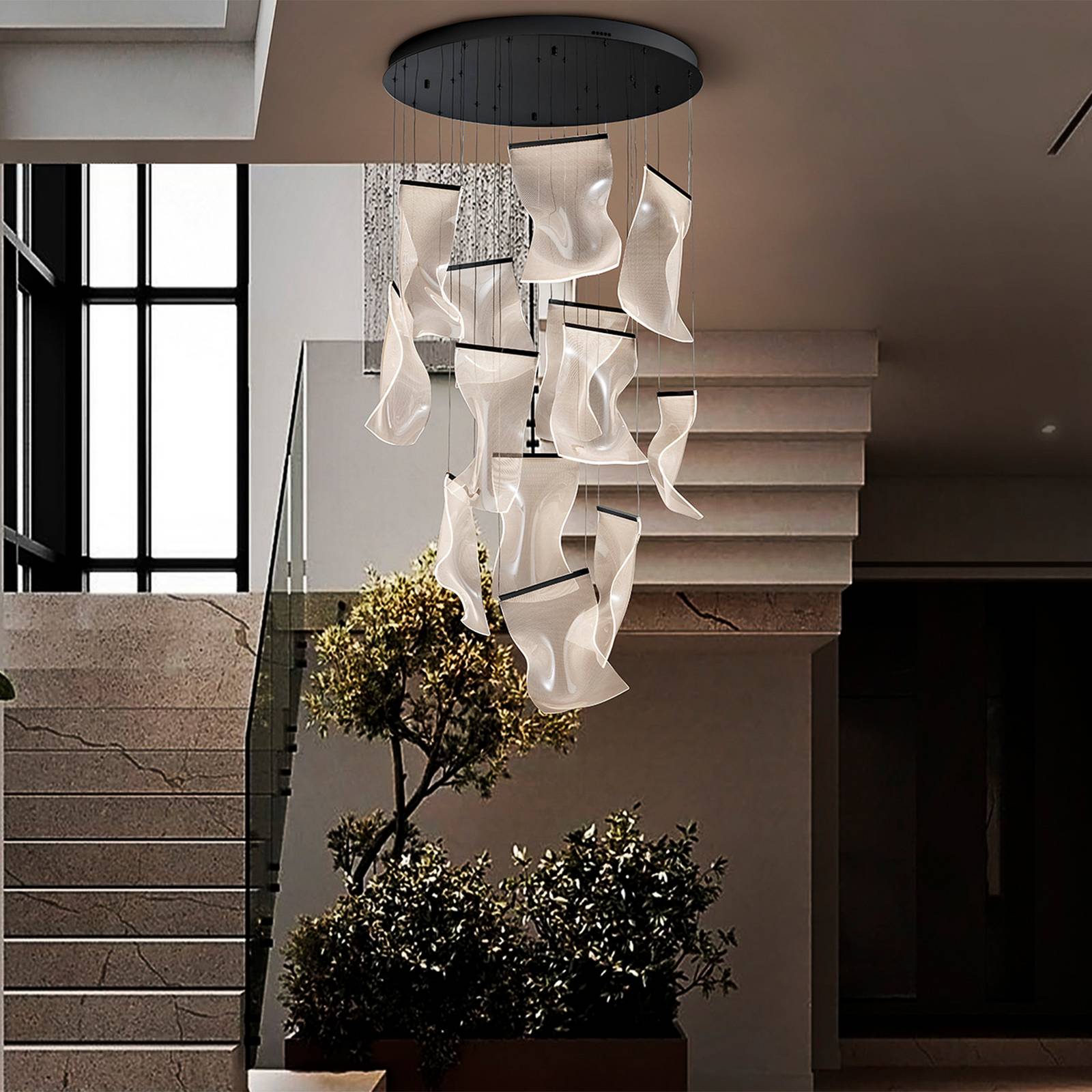Lampa wisząca LED Velos II 13-świecący, czarny, ściemniany, tworzywo sztuczne