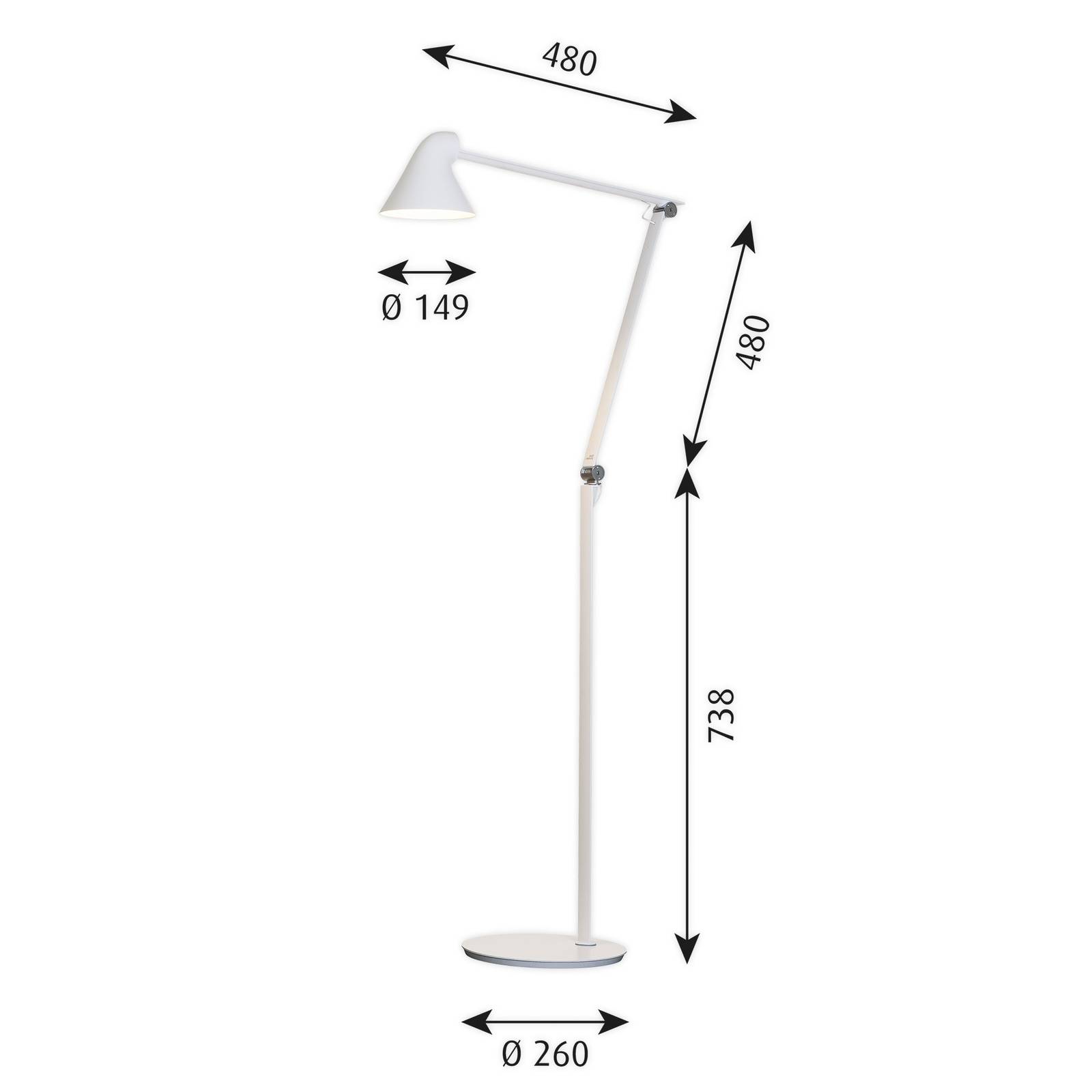 Louis Poulsen NJP lampa stojąca LED 3 000 K biała