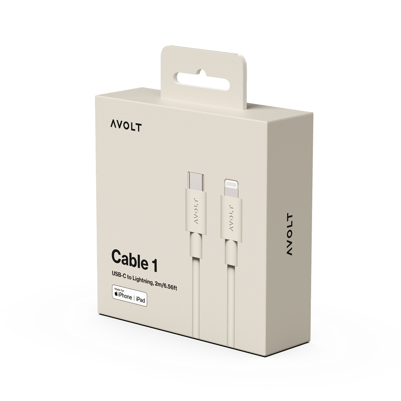 USB-C till Lightning-kabel C94, beige, längd 2 m – AVOLT