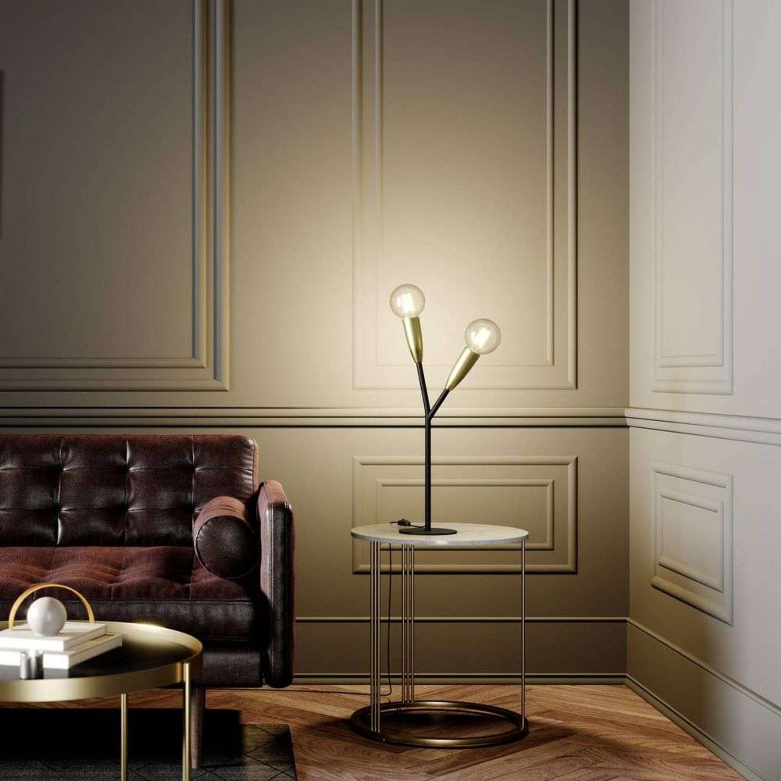 Carlea 2 Lampă de Masă Black/Brass - Lucande