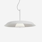 Oluce LED hanglamp Iride, Ø 85 cm, wit, metaal, glas