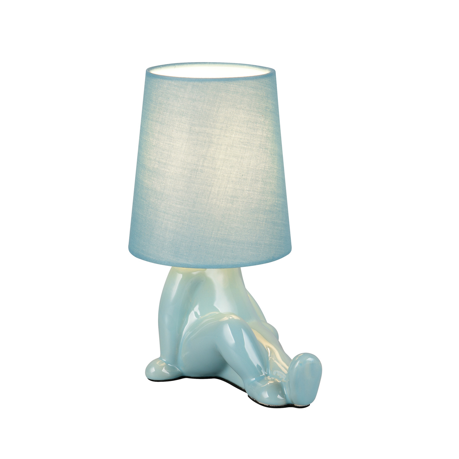 Lampa de masă Huma, albastră, înălțime 25 cm, textil/ceramică, E14