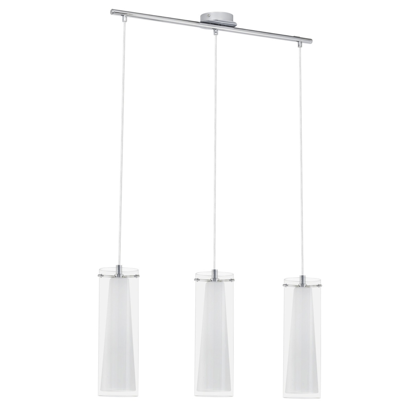 EGLO PINTO Impressive Pendant Lamp, 3 Lamp, for Living / Dining Room, Glass, steel, E27, 60 W, energy efficiency: A++, L: 72.5 cm