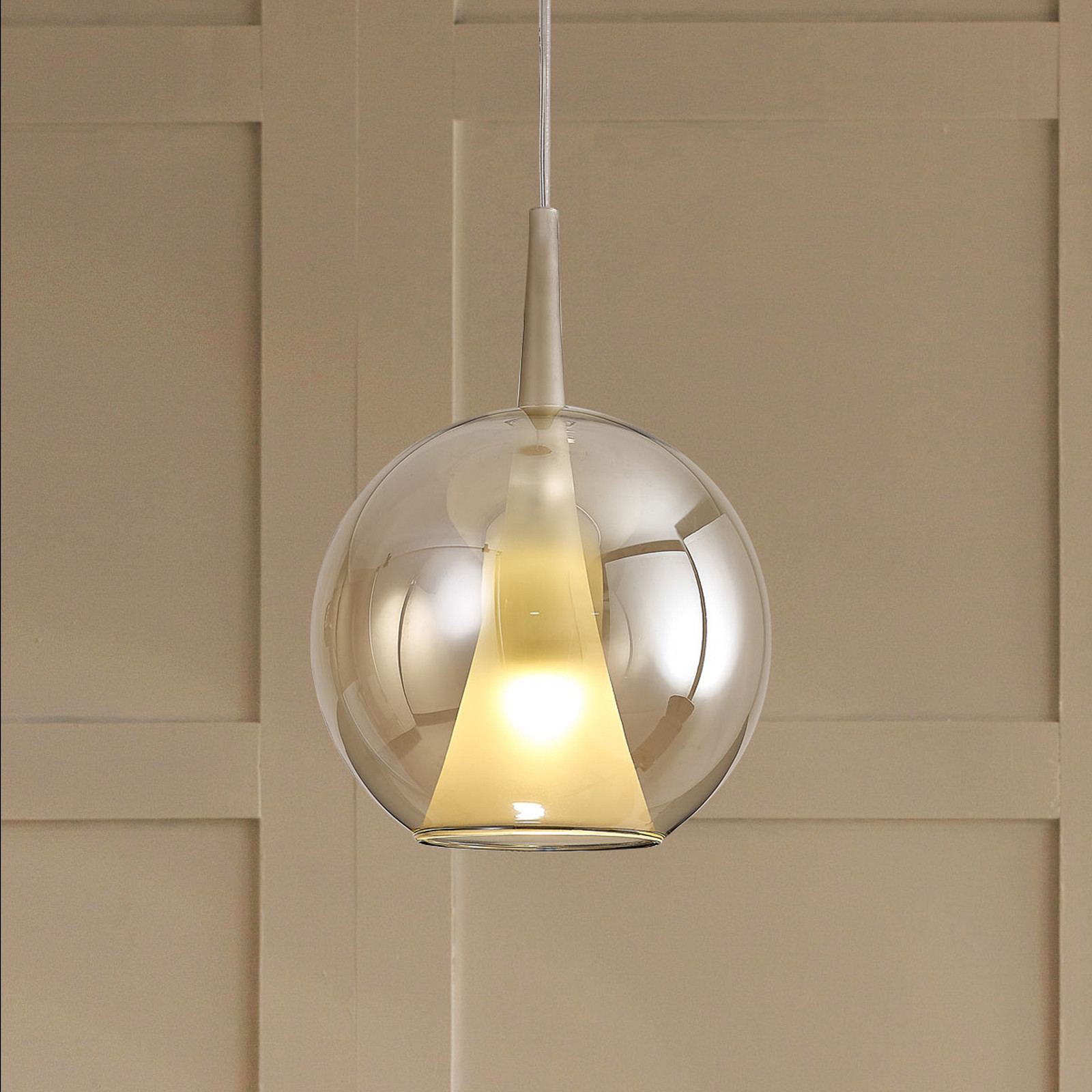 Mantra Iluminación Elsa viseča svetilka, 1 luč, Ø 25 cm, steklo, bron - Dnevna soba / jedilnica - bronasto prozorna, zlata