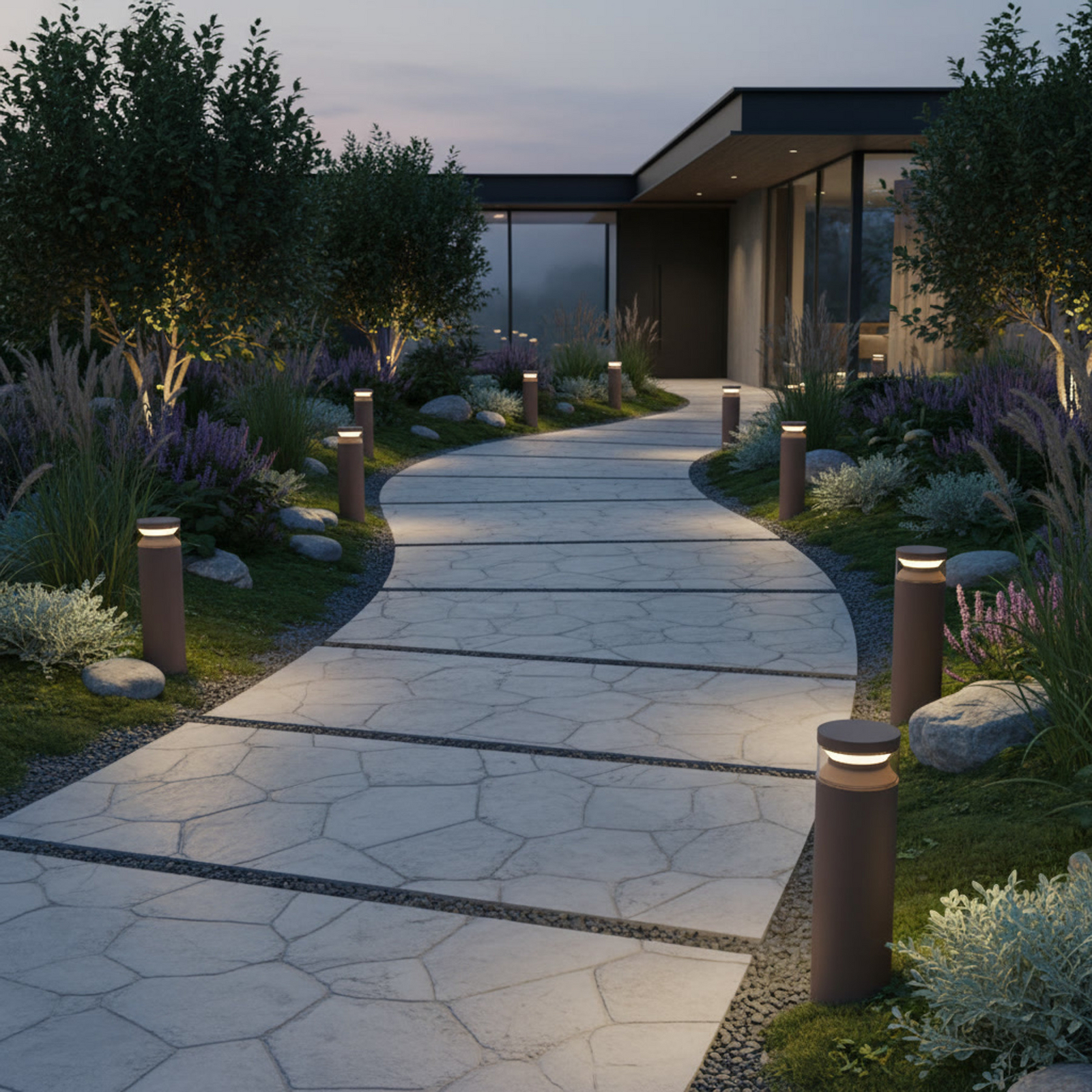 Candeeiro pilar LED Ideal Lux Boeing, castanho café, altura 40 cm