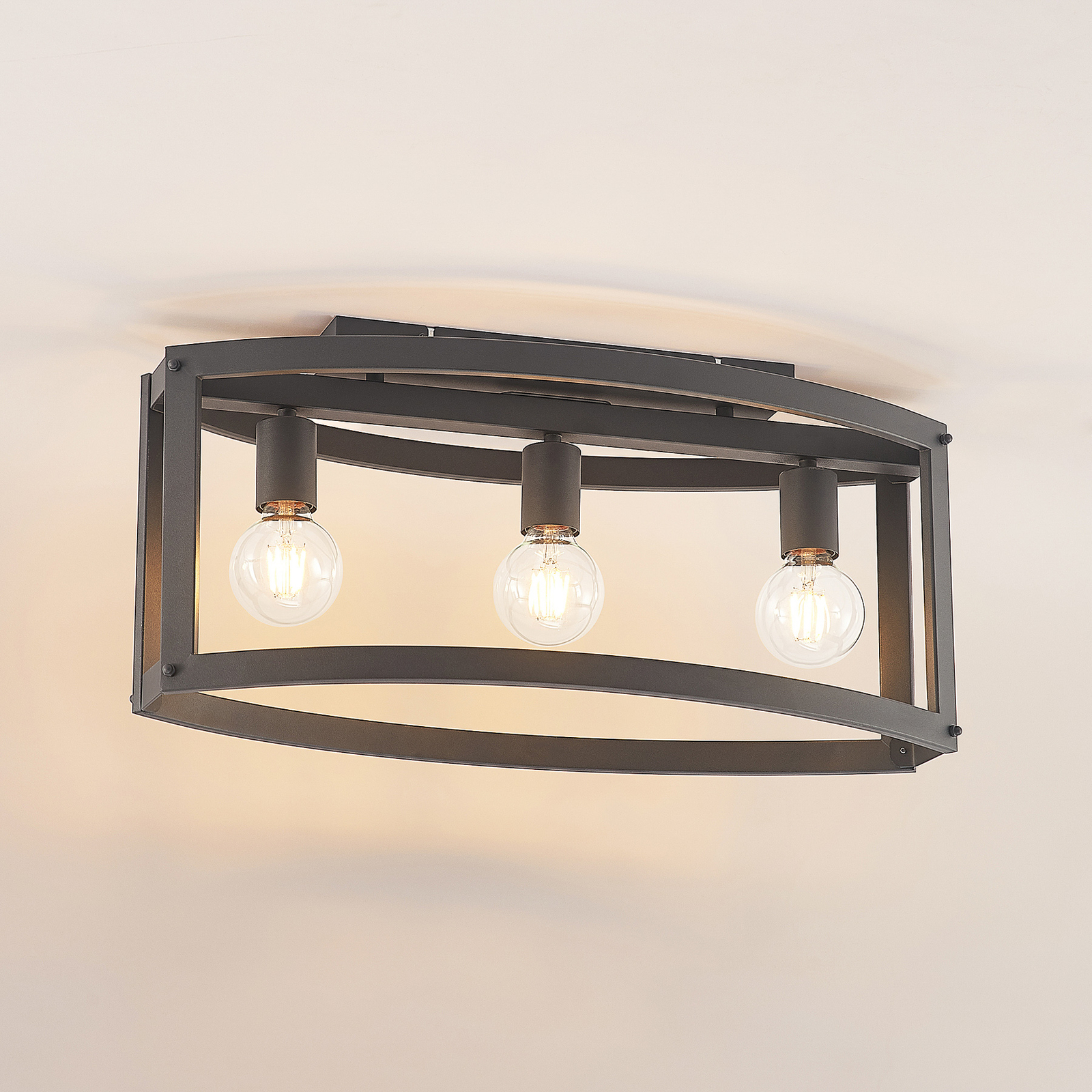Lindby Mizgin ceiling light without grille 3-bulb