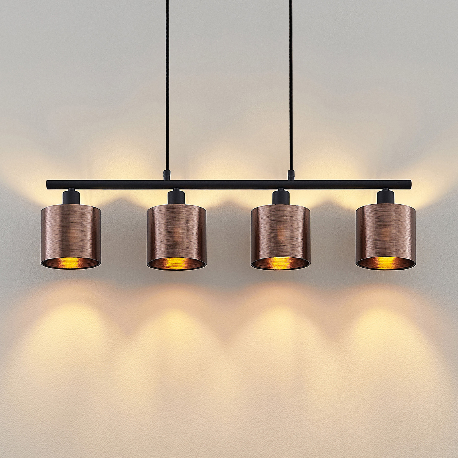 Lindby Joudy colgante, 4 luces, bronce oscuro