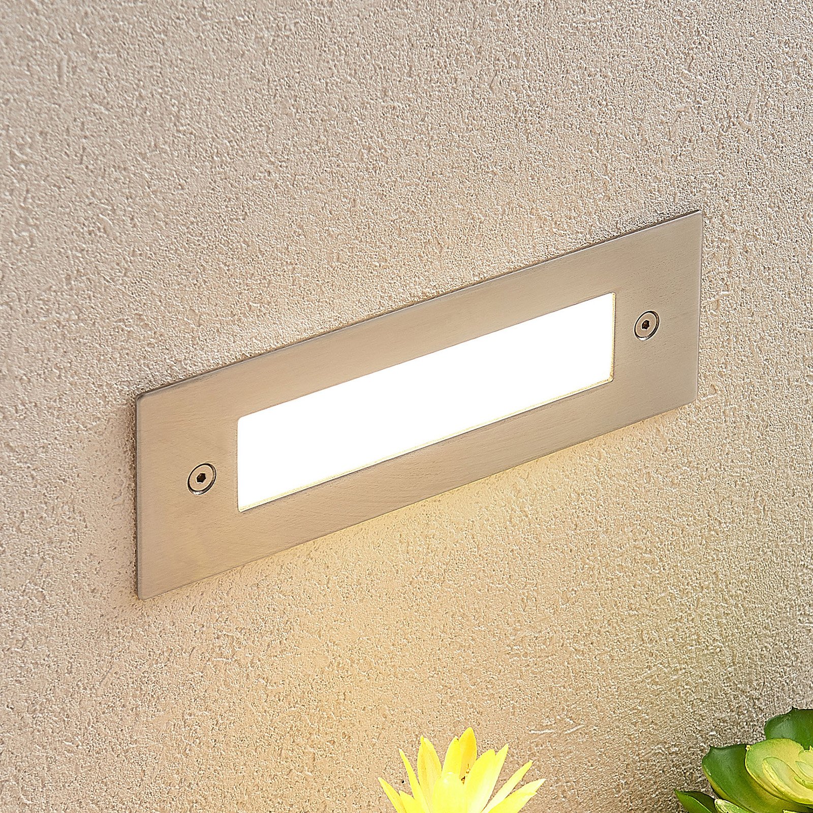 LED fali beépíthető lámpa Roni, nemesacél, 19,5 cm