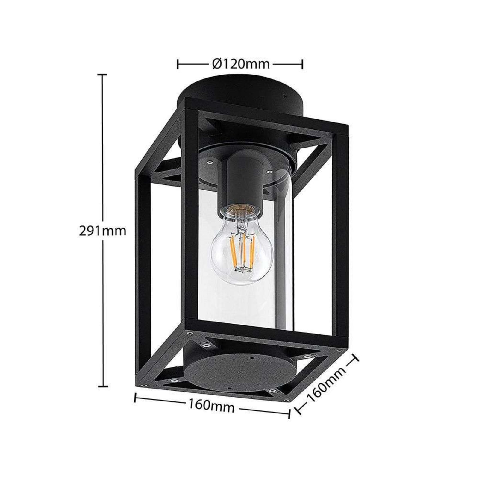 Venkovní stropní svítidlo Lucande Ferda, 29 cm, antracit, IP44