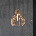 Envostar Falou pendant light, oak, Ø 25 cm