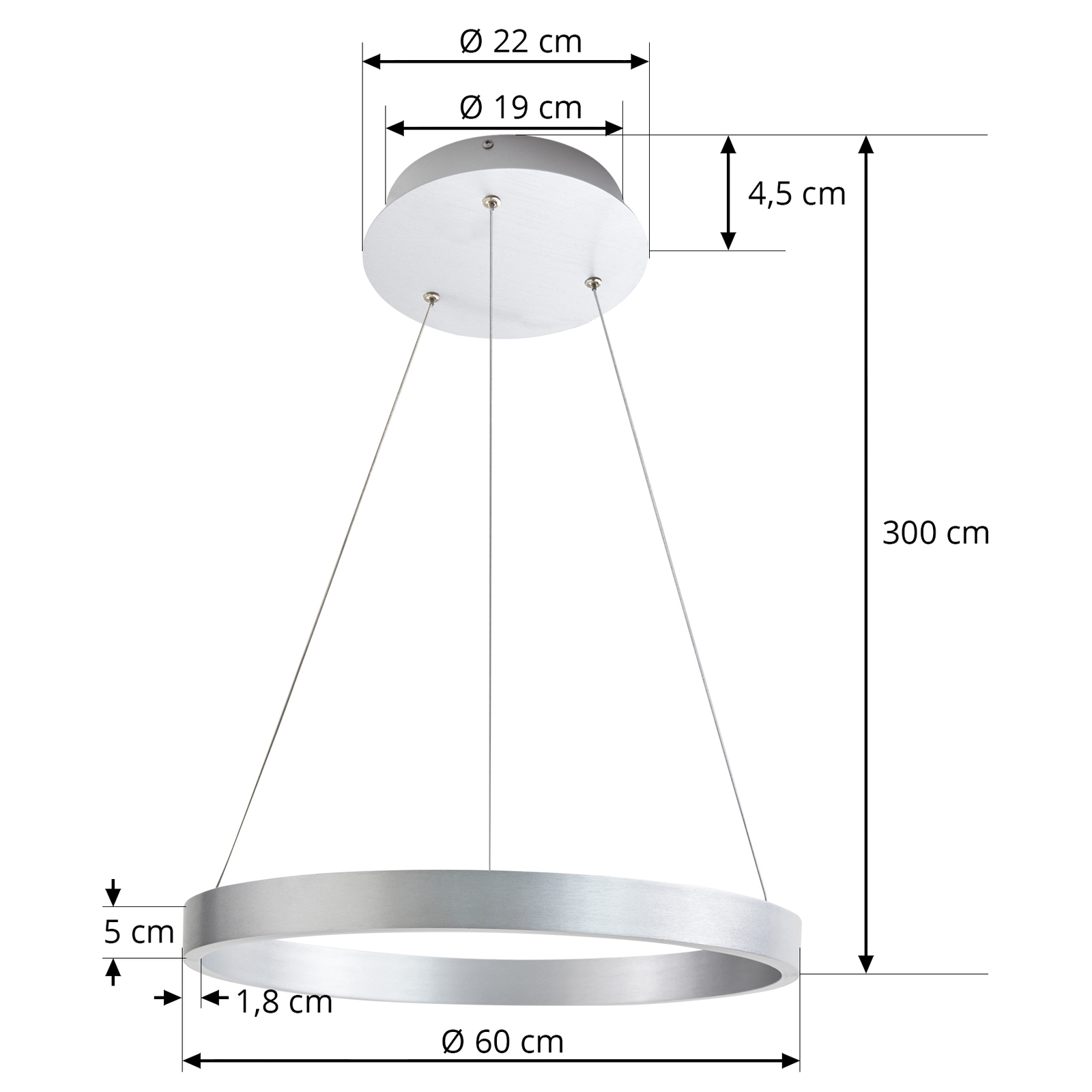 Arcchio Answin LED-hængelampe 35,2 W, sølv
