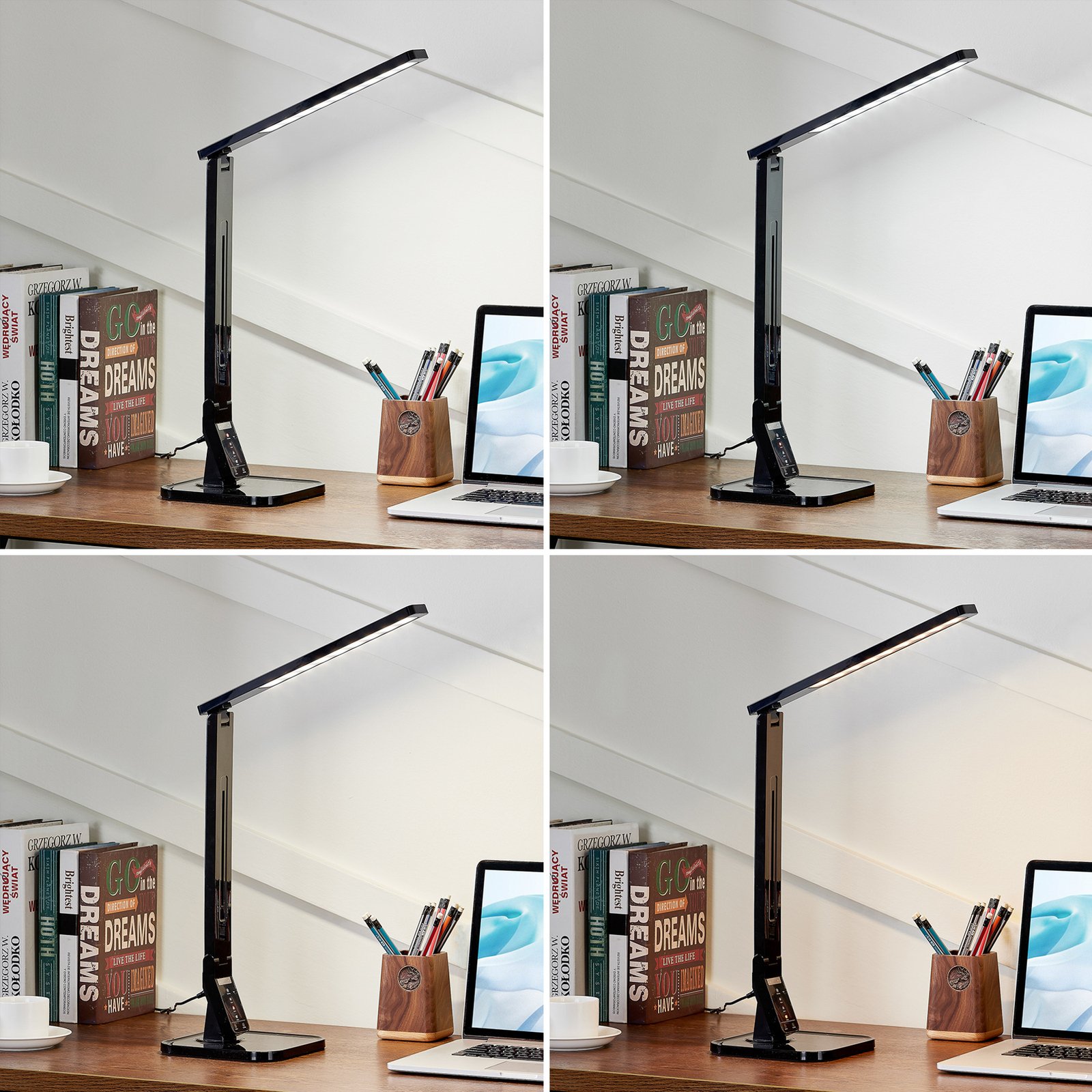 Lindby LED-Schreibtischleuchte Eleni, schwarz, CCT, dimmbar