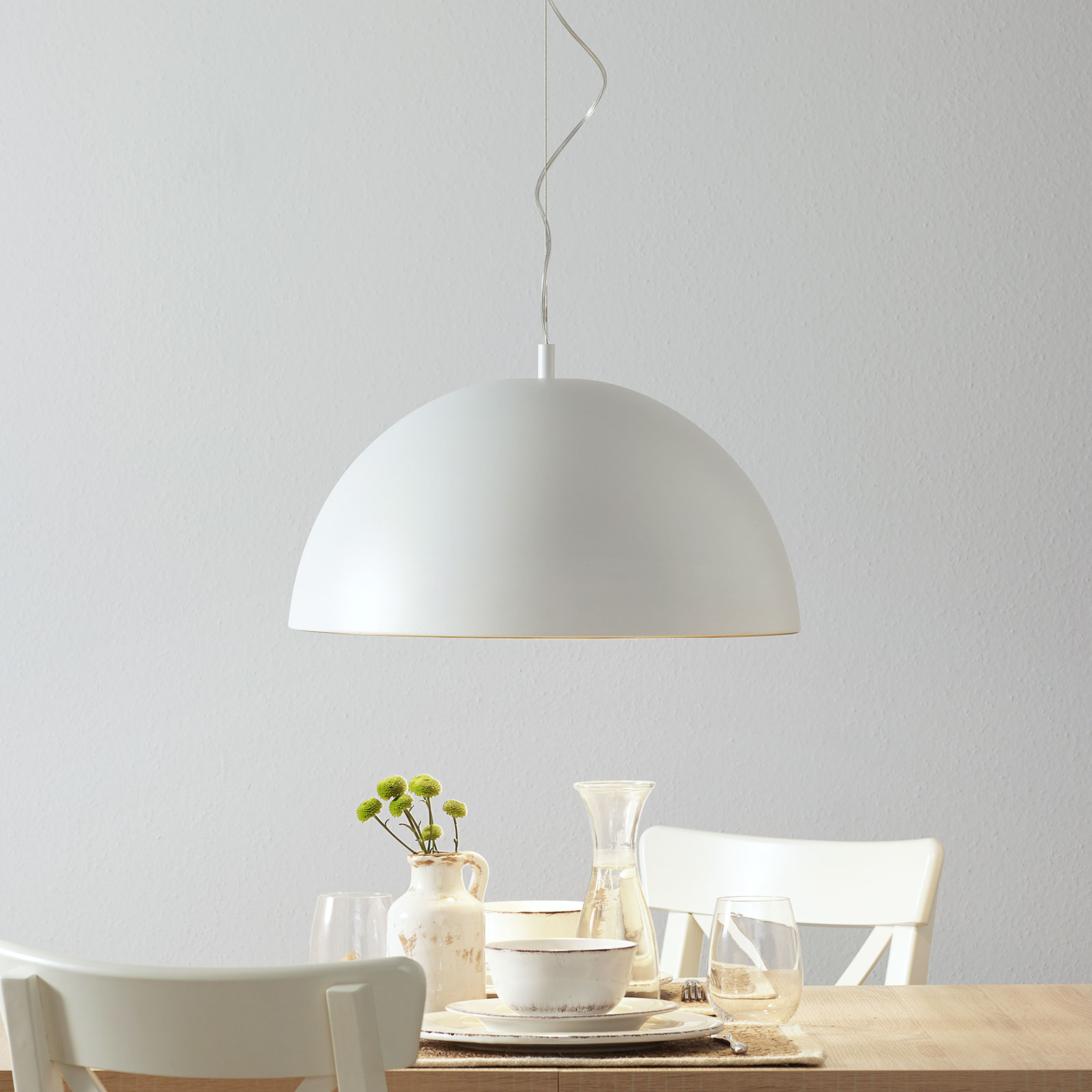 Lucande Phelan hanging light 50 cm white and gold, for Living / Dining Room, steel, E27, 60 W, energy efficiency: A++, H: 25 cm