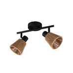 Φωτιστικό οροφής Natrel, μαύρο/καφέ, μήκος 41 cm, 2 φτερά, μέταλλο