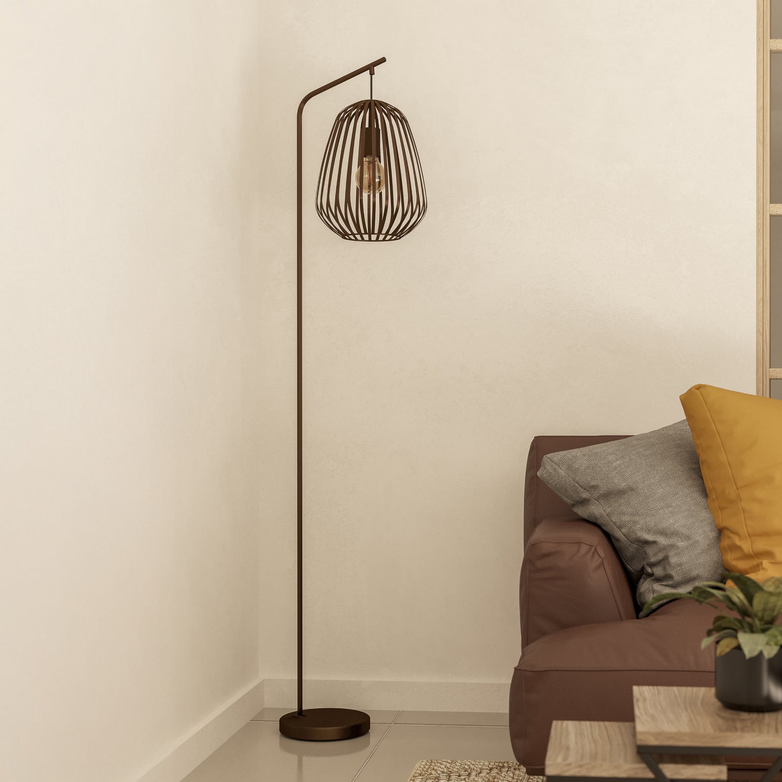 Lampa podłogowa Espinal, szczotkowany brąz, wysokość 170 cm, metal E27 Lampa podłogowa Espinal, szczotkowany brąz, wysokość 170 cm, metal E27