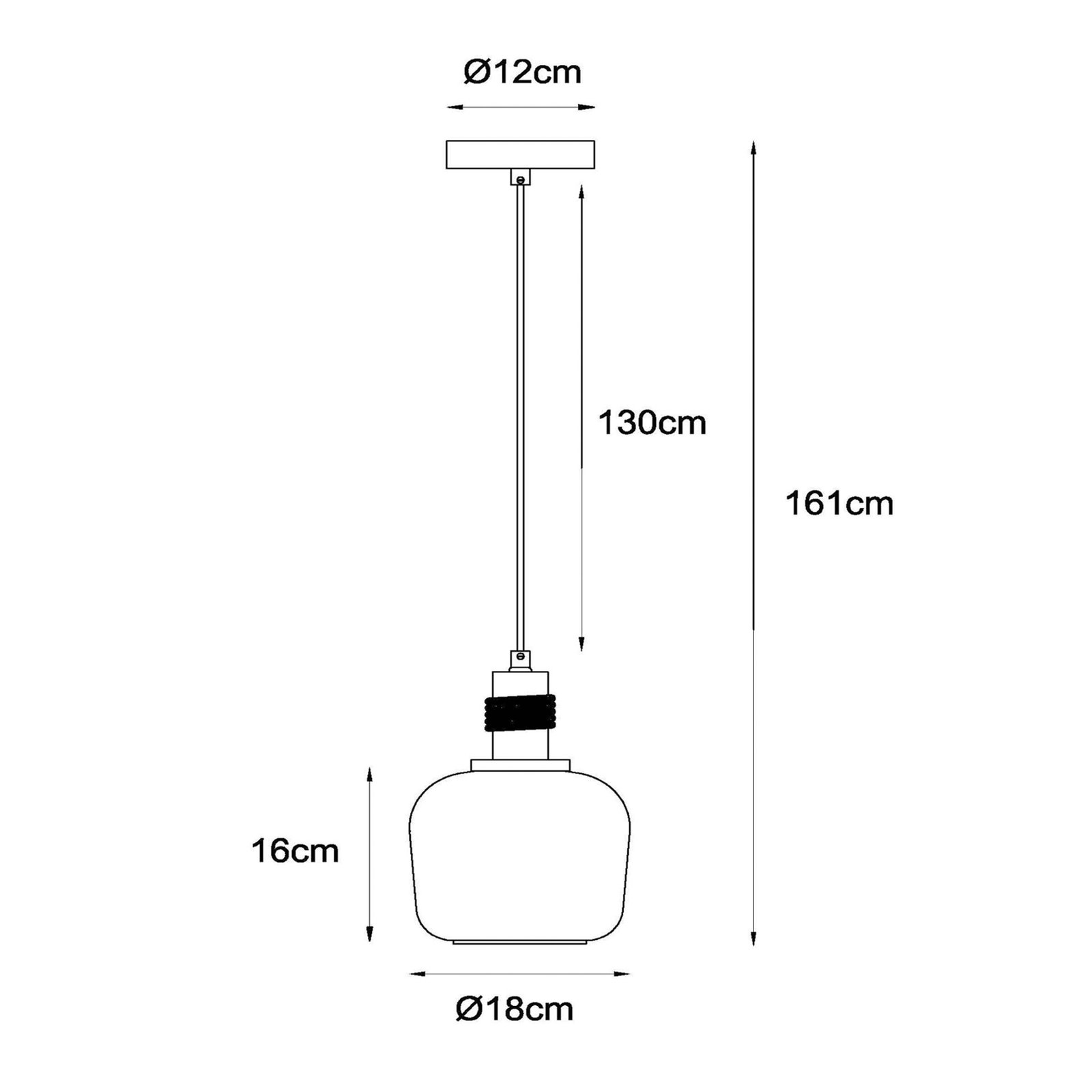 Hanglamp Ilona, glas, Ø 18 cm, zwart/oranje, 1-lamp