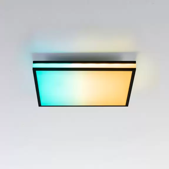 Lampenwelt LED-Deckenlampe Mario, CTT, RGB, 45x45cm, schwarz