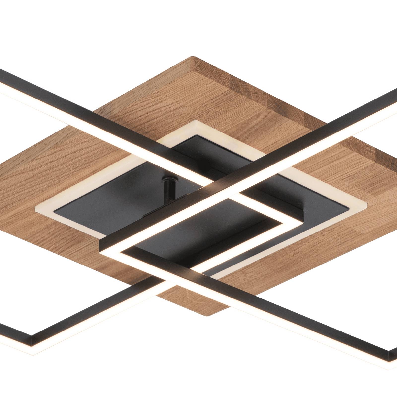 Lampa sufitowa LED Panama M Plus, dąb/czarny, długość 61 cm