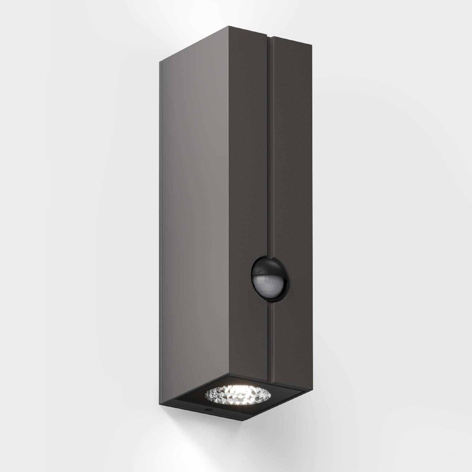 IP44.de cut control LED outdoor lamp 2,700 K brown, cast aluminium, security glass, 16.5 W, W: 6.5 cm, H: 23 cm