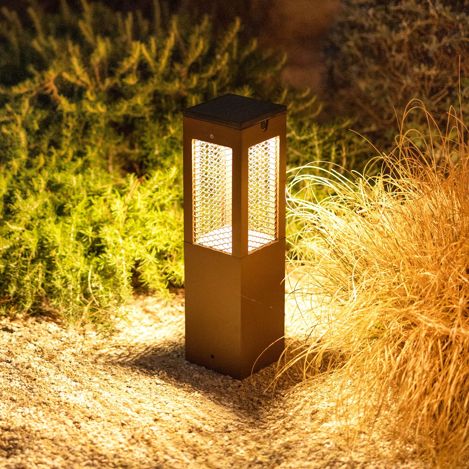 Lampe solaire LED Tradition capteur Corten 40 cm