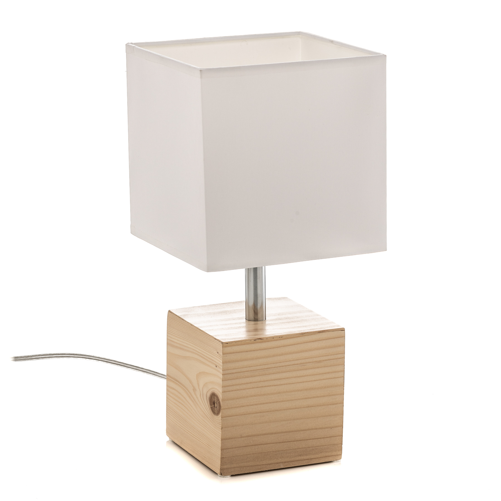 Lampa stołowa Faxa, sześcian, naturalna/biała