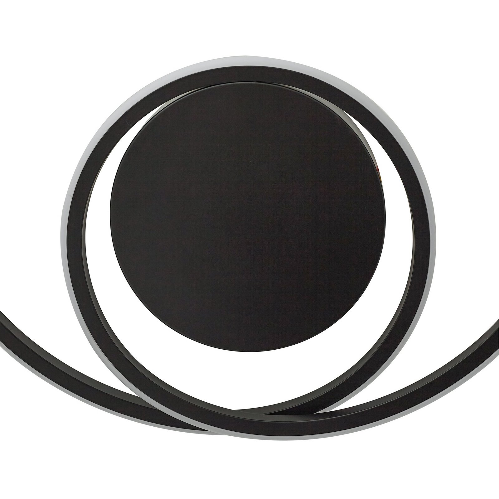 Lindby LED plafonnier Kyron, noir, aluminium, intensité variable, Ø45cm