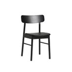 Chaise Soma, noire, cuir, hauteur 79 cm, frêne - Woud
