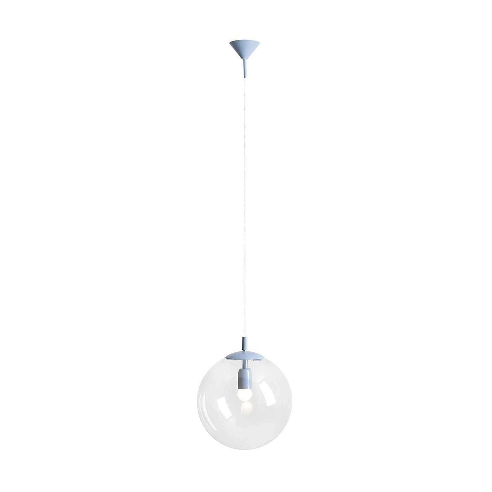 Nohr pendant light, glass lampshade, blue/clear