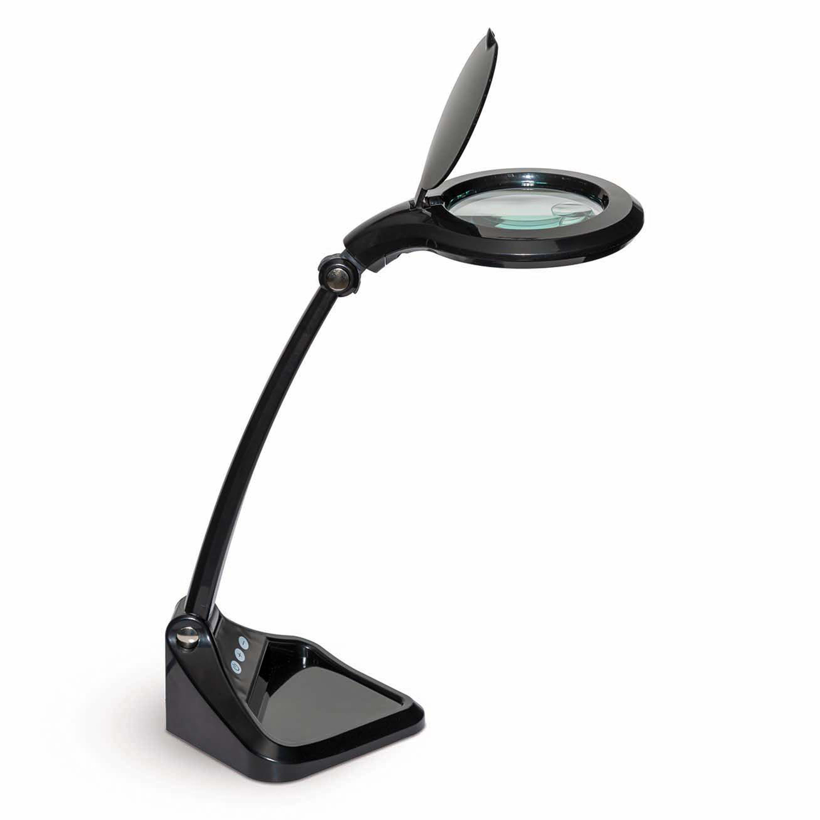 LED lampa s lupou MAULiris, stmievateľná, čierna