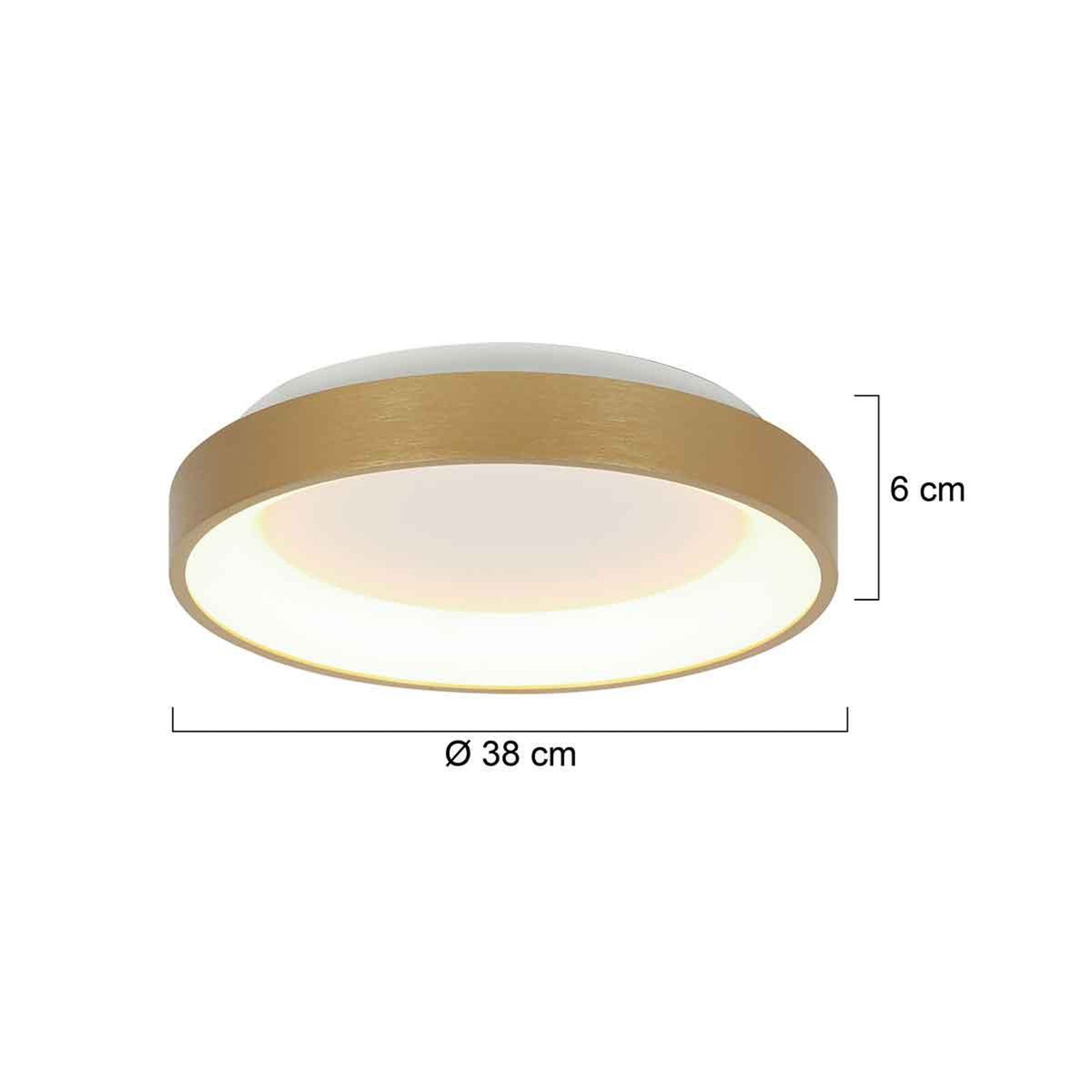 Plafonnier LED Ringlede, doré, hauteur 6 cm, Ø 38 cm