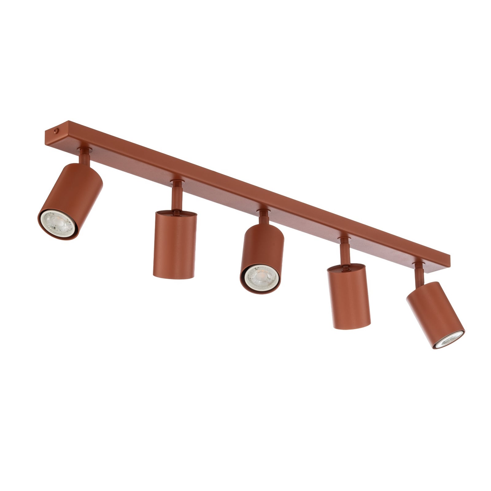 Stropní bodové světlo Zoom, 5 žárovek, červený, ocel, GU10