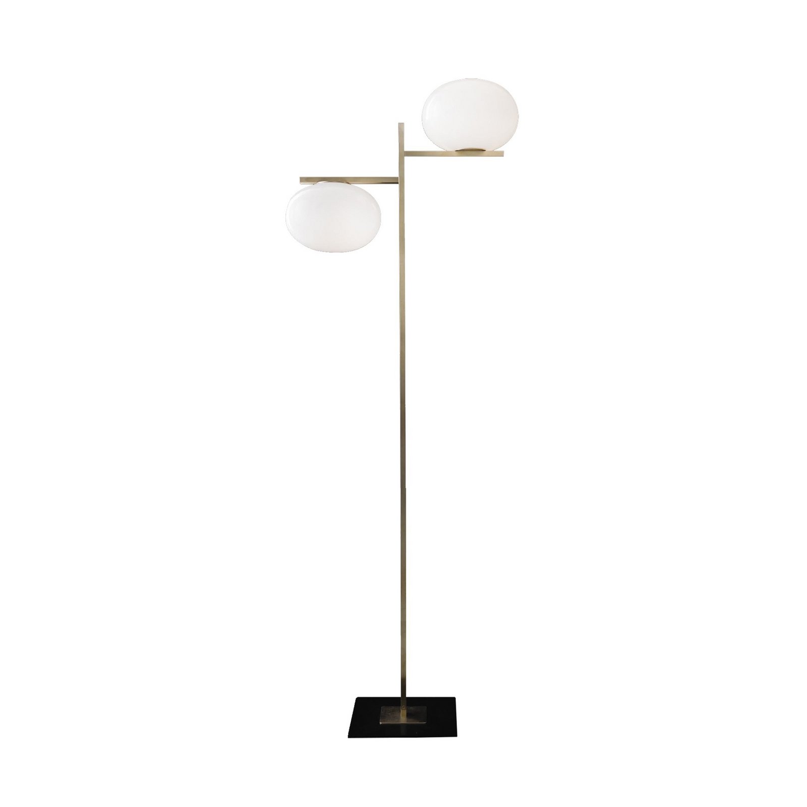 Oluce Alba floor lamp, bronze, white, 2-bulb, glass, metal