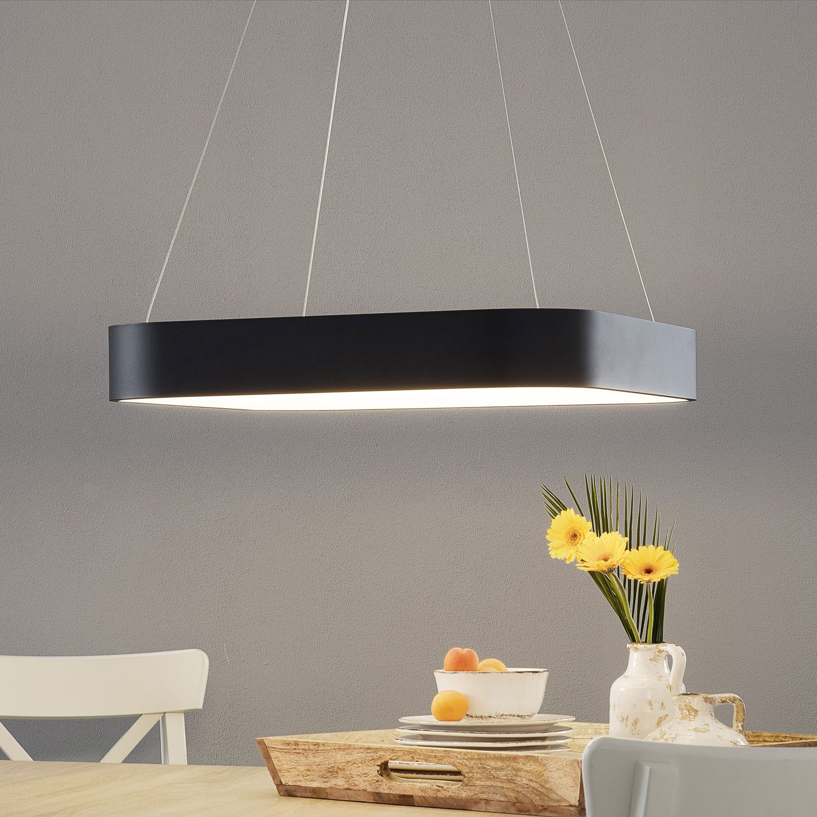 LED hanglamp Grand 60x60cm, zwart
