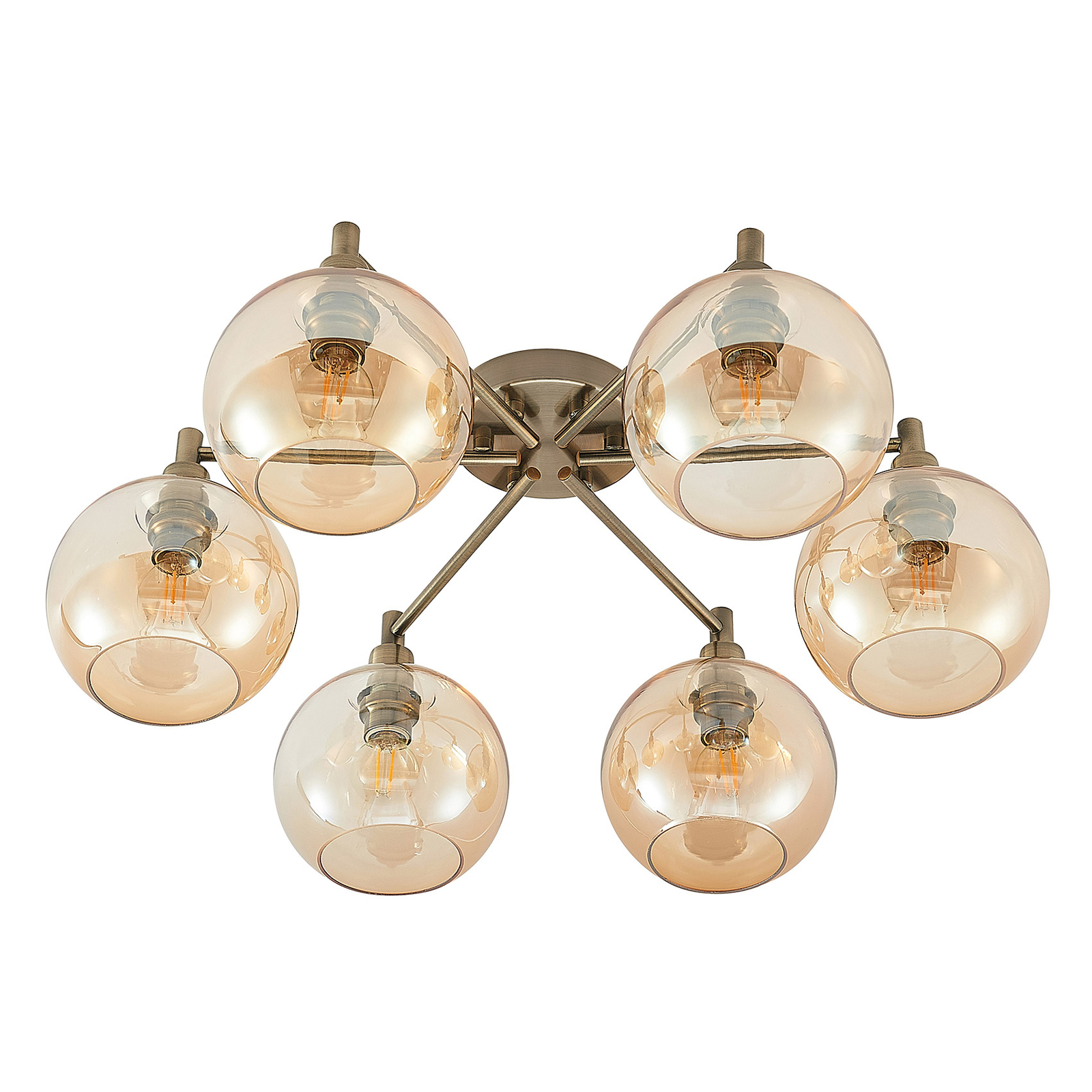 Lindby Jemissa Deckenlampe, Glas, 6-flammig, amber