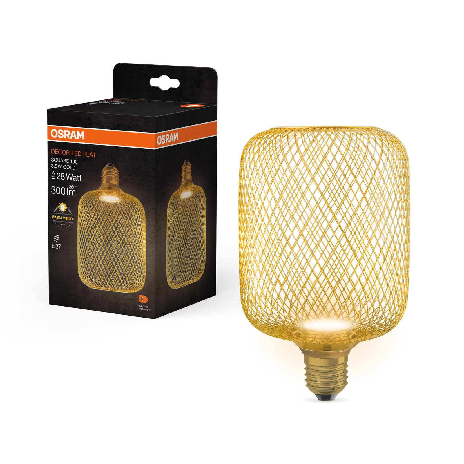 OSRAM Decor LED Flat Square E27 3,5W gold 2.700K Metall