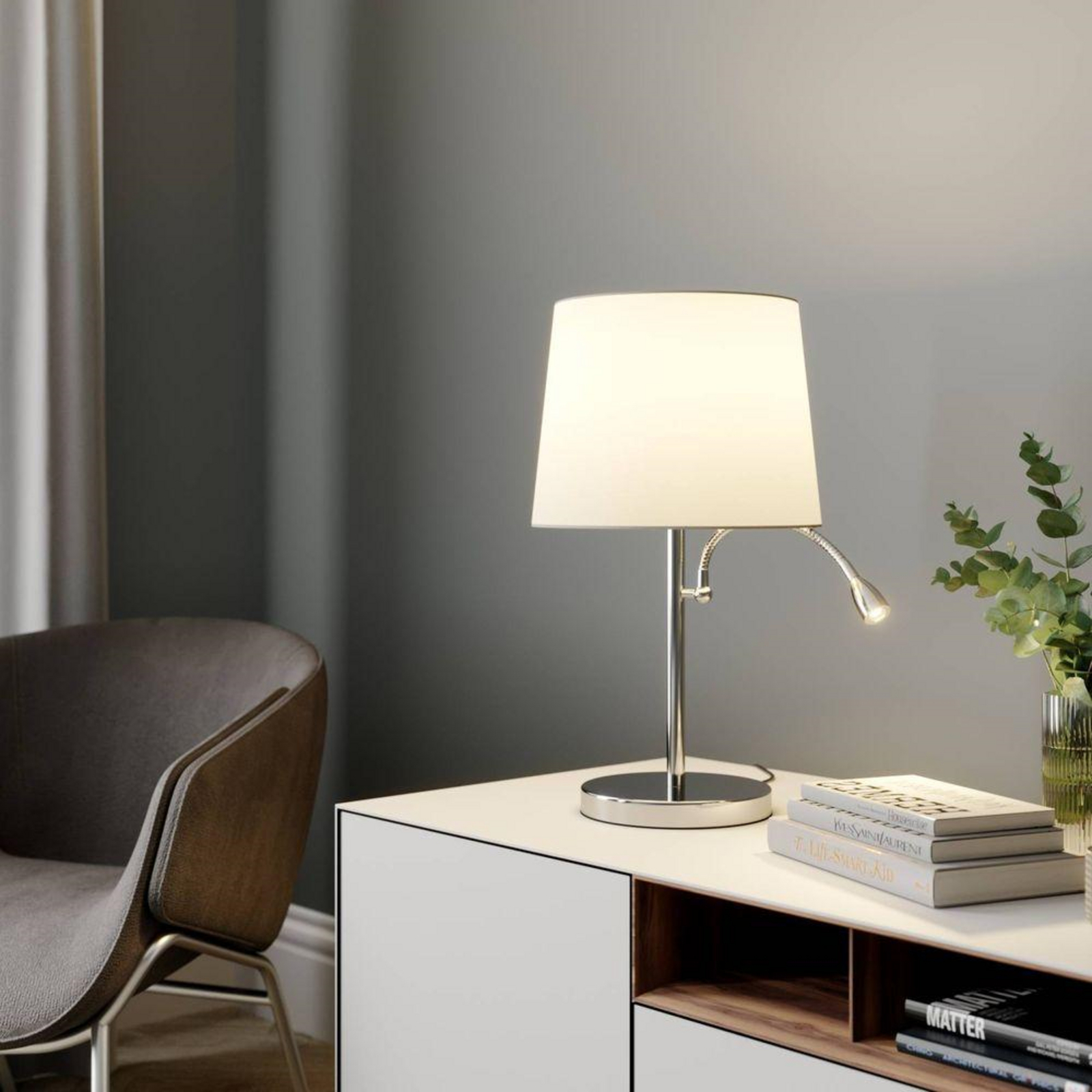 Benjiro Table Lamp White/Chrome - Lindby